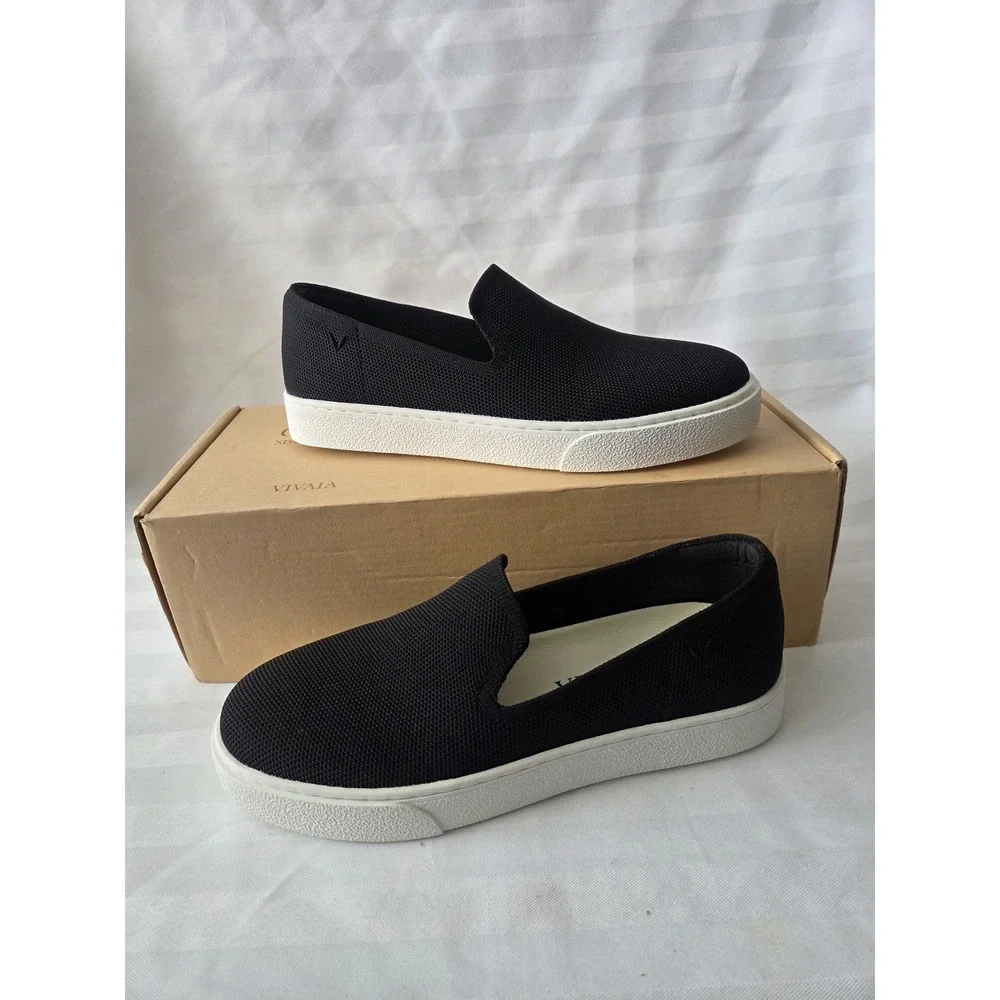 Vivaia Black Knit Slip On Sneakers Womens Sustainable Loafers‎ Size US 7